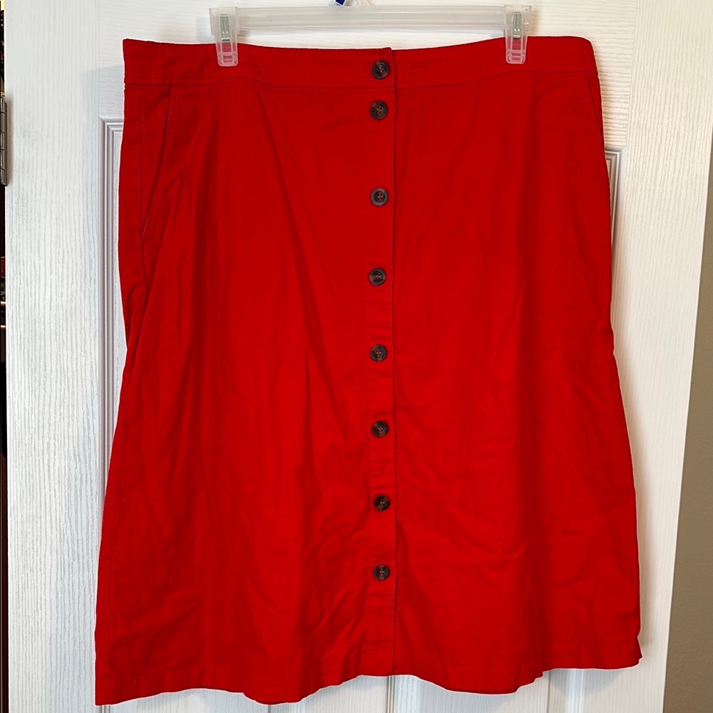 J. Crew Red Button-Front Skirt